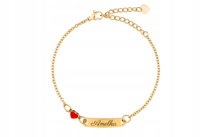 Bransoletka Złota SERCE z Grawerem dla Dziecka G2 Prezent dla Córki Wnuczki