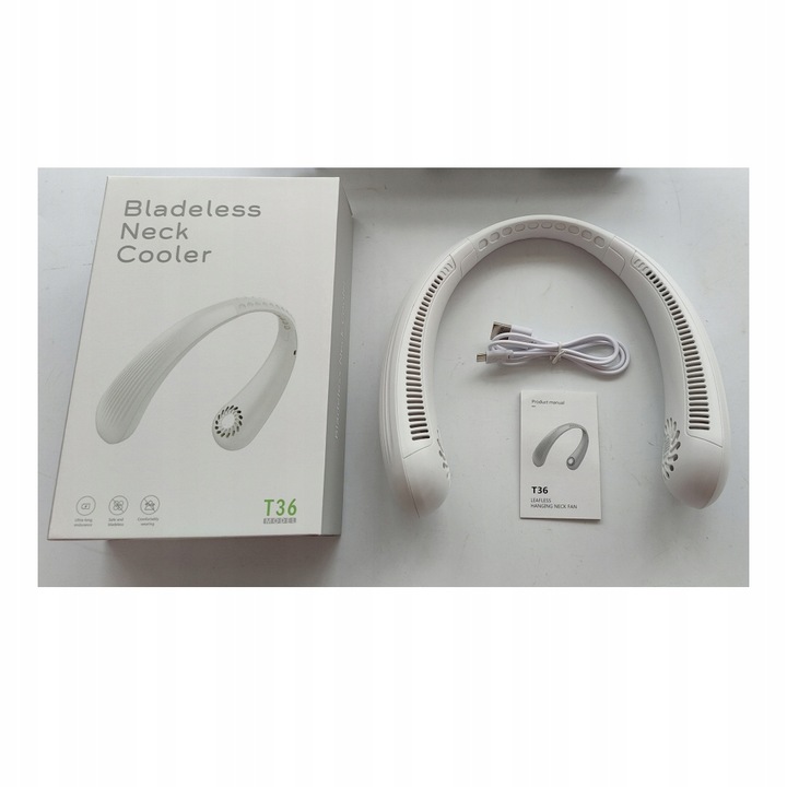 PRZENOŚNY WENTYLATOR WIATRAK NA SZYJĘ USB TRZY REGULOWANE PRĘDKOŚCI 3000mAh