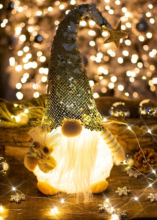 SKRZAT świąteczny KRASNAL gnom 47 cm Mikołaj DUŻY biały Świecący JUMIhome