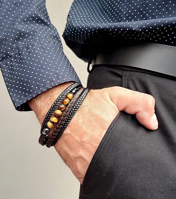 Bransoletka TYGRYSIE OKO dla taty GRAWER CZARNA