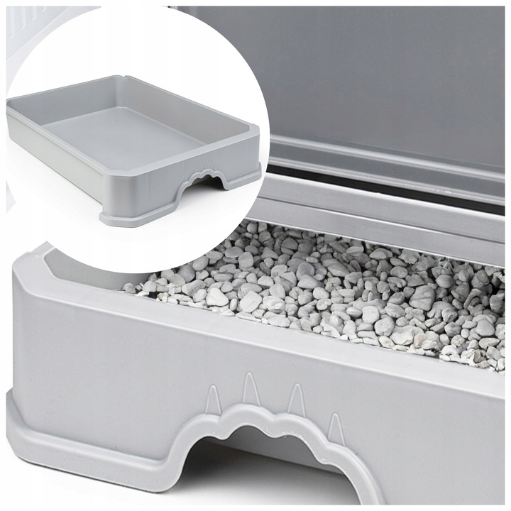 KUWETA DLA KOTA Z SZUFLADĄ ZAMKNIĘTA DUŻA KRYTA NA ŻWIREK TOALETA ŁOPATKA