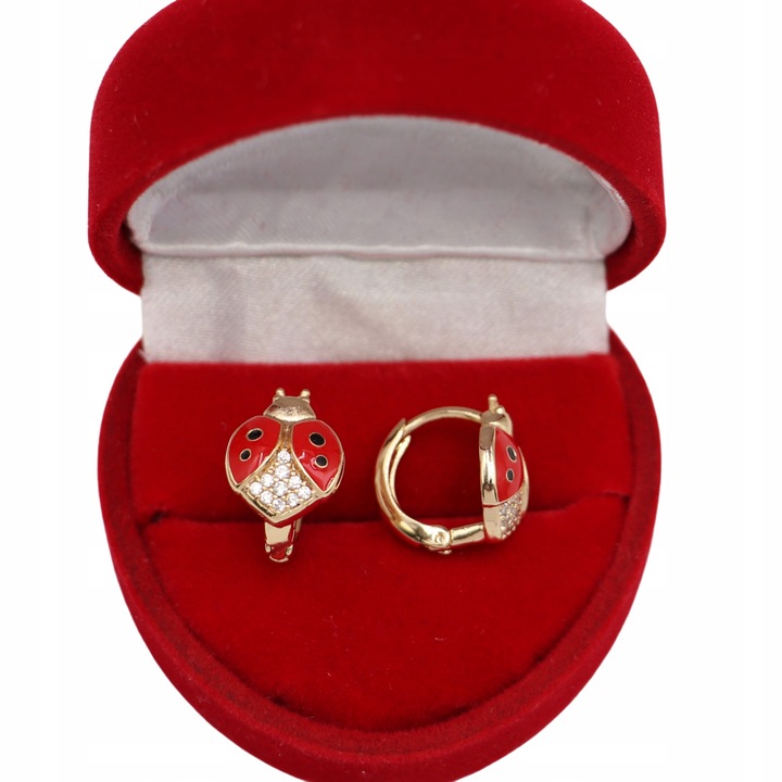 Złote KOLCZYKI ze stali chirurgicznej 316L K1030 BIEDRONKA BIEDRONECZKA