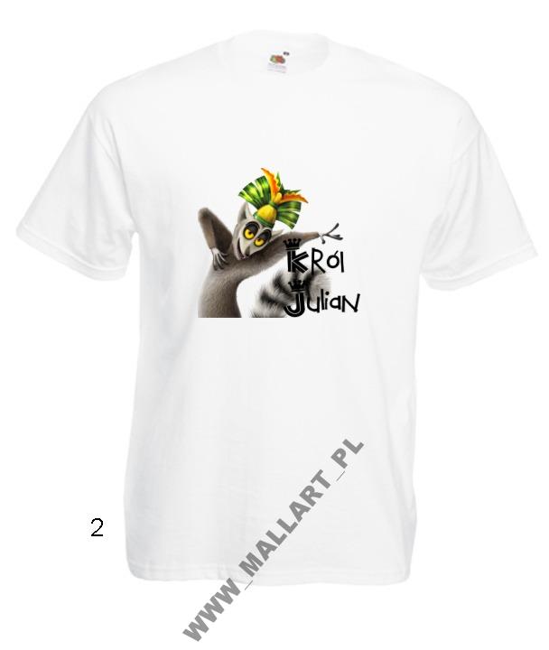 KOSZULKA WZORY KRÓL JULIAN TEKSTY PINGWINY