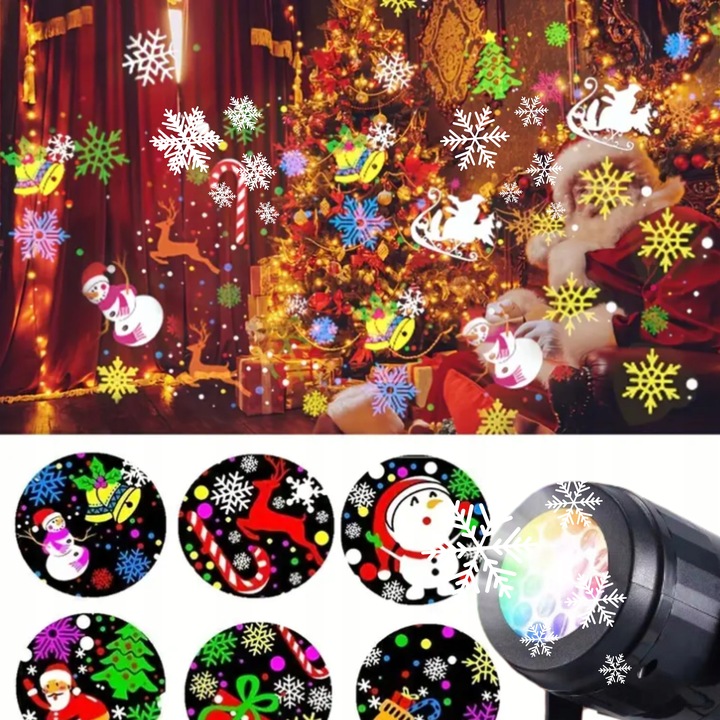 PROJEKTOR ŚWIĄTECZNY LED PŁATKI ŚNIEGU RZUTNIK LASEROWY NA DOM ZEWNĘTRZNY