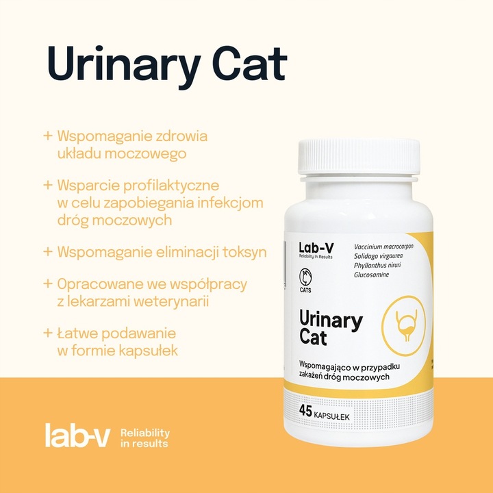 LAB-V Urinary Cat wsparcie układu moczowego dla kotów 45 kapsułek