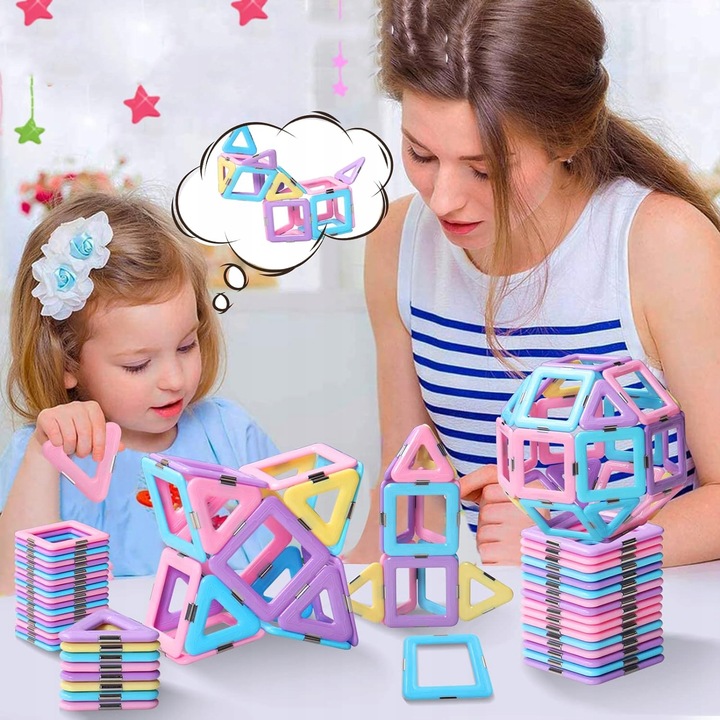 MAGNETYCZNE KLOCKI KONSTRUKCYJNE, 40 KLOCKÓW MAGNETYCZNYCH DLA DZIECI