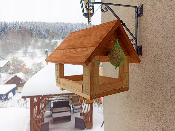 FAJNY karmnik dla ptaków domek karmnik dekoracja ogrodu 27/30/28 budka