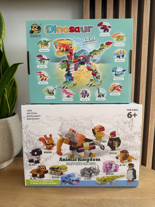 KLOCKI KONSTRUKCYJNE 12w1 DINOZAURY DINO ZABAWA KALENDARZ ADWENTOWY PREZENT