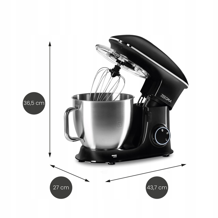 ROBOT KUCHENNY PLANETARNY MIKSER 6,5L 2200W AKCESORIA Duża Misa Czarny