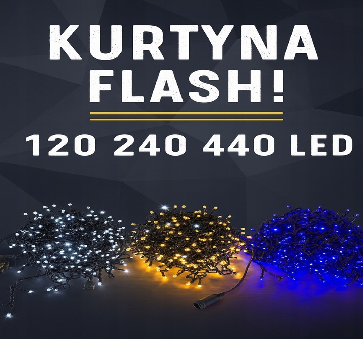 Kurtyna Świetlna LED 120 Sople Białe Ciepłe Flash Zewnętrzna IP44 8,7 m