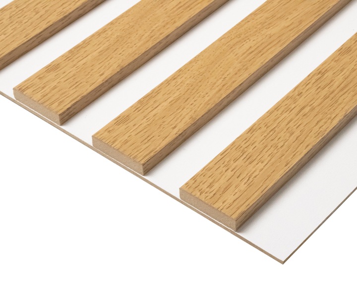 Lamele na białej płycie HDF - zestaw 59,5 cm x 275 cm - DĄB Miodowy i inne