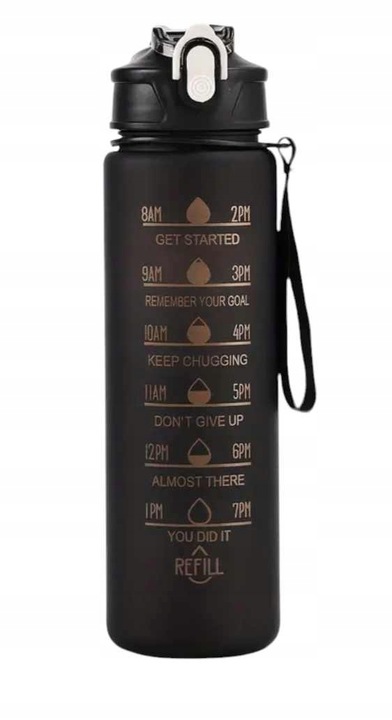Butelka Na Wodę Bidon z Miarką Ze Słomką Na Siłownie Fitness 700ml + Gratis