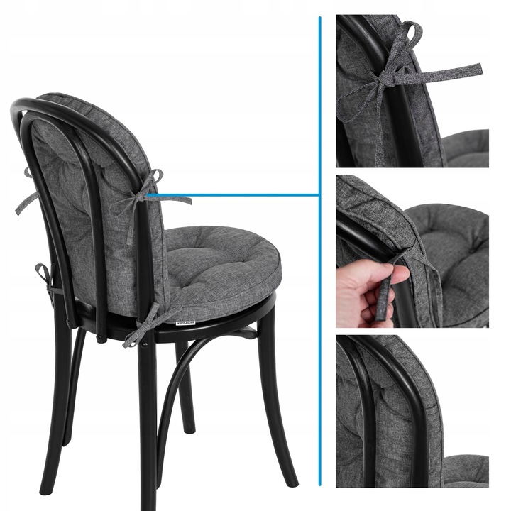 PODUSZKA NA KRZESŁO OKRĄGŁA wodoodporna z oparciem 49 cm kawiarniana 40x40