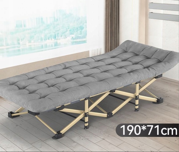 SKŁADANE ŁÓZKO TURYSTYCZNE Z GRUBYM MATERACEM 190X71x36 CM SZARY