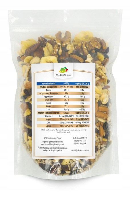 MIESZANKA BOGATA Mix ekskluzywnych orzechów, nasion i bakalii STUDENCKA 1kg