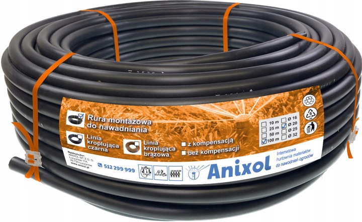 Rura PE 20mm 50m PN4 MTB, do podłączenia linii kroplującej i zraszaczy