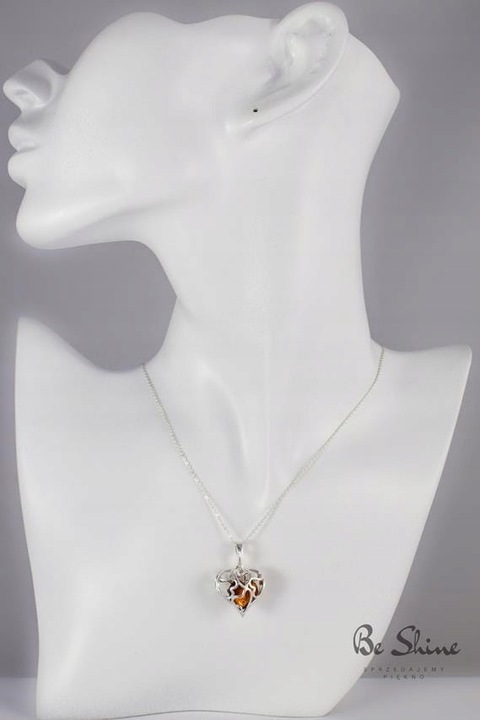 Naszyjnik Sekretnik Srebrny z Bursztynem