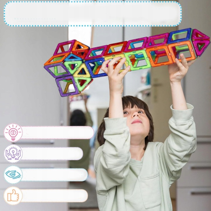 MAGNETYCZNE KLOCKI KONSTRUKCYJNE, ZESTAW 105 PŁYTEK MAGNETYCZNYCH, PREZENT