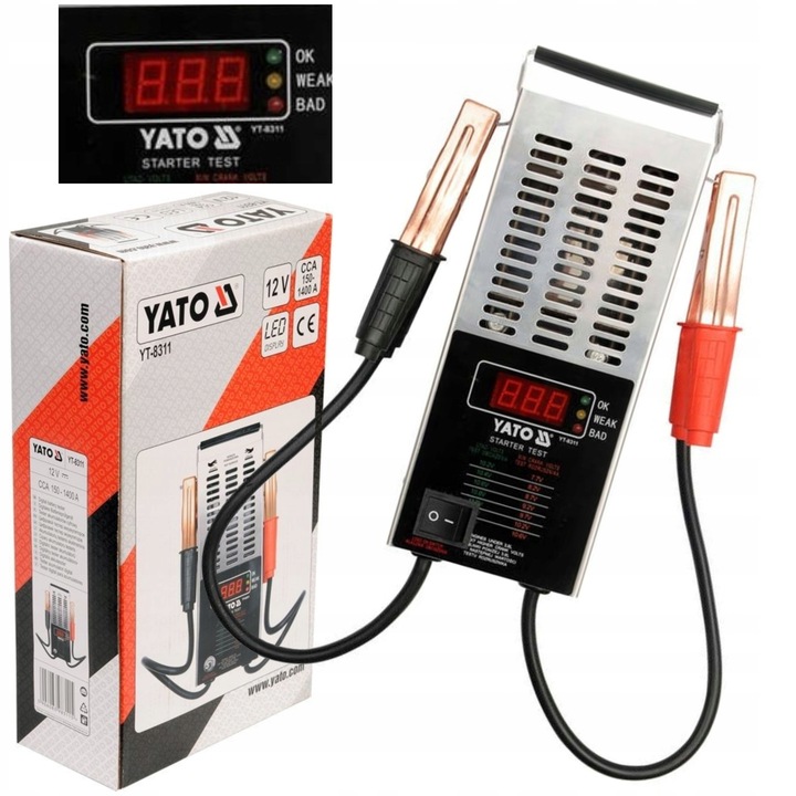 YATO CYFROWY TESTER AKUMULATORÓW MIERNIK NPIĘCIA 12V 150-1400Ah LCD YT-8311