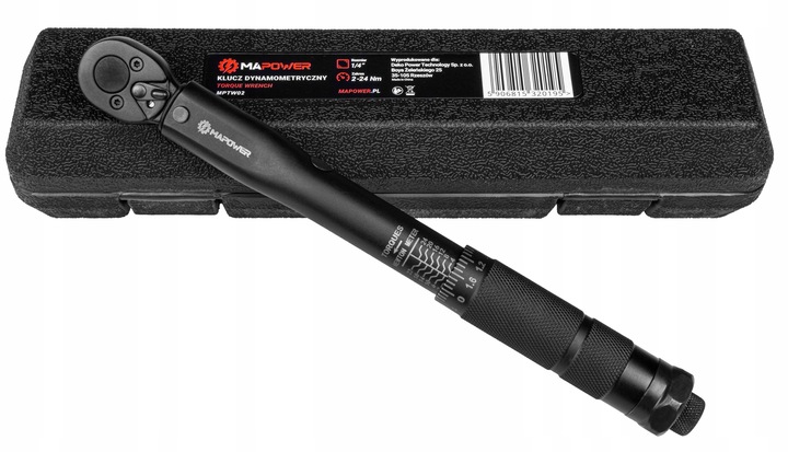 KLUCZ DYNAMOMETRYCZNY DO ROWERU 1/4' 2-24Nm CERTYFIKAT KALIBRACJI Z BLOKADĄ