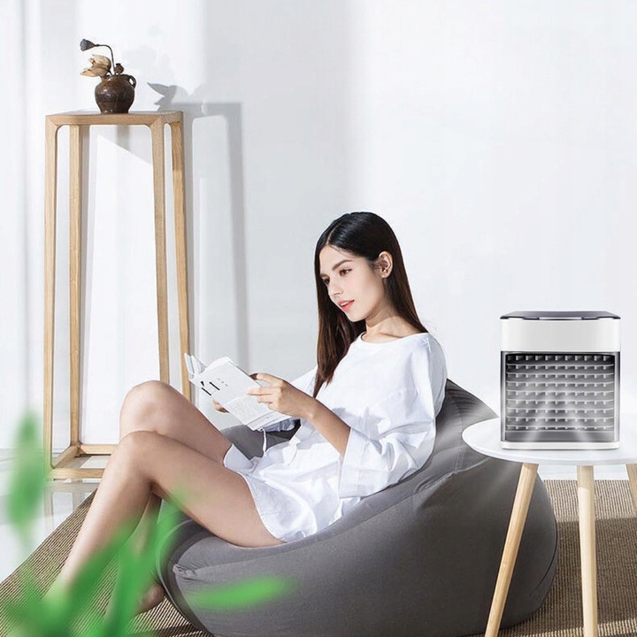 PRZENOŚNY MAŁY KLIMATYZER USB NA WODĘ i LÓD 3W1 KLIMATOR DO DOMU WENTYLATOR