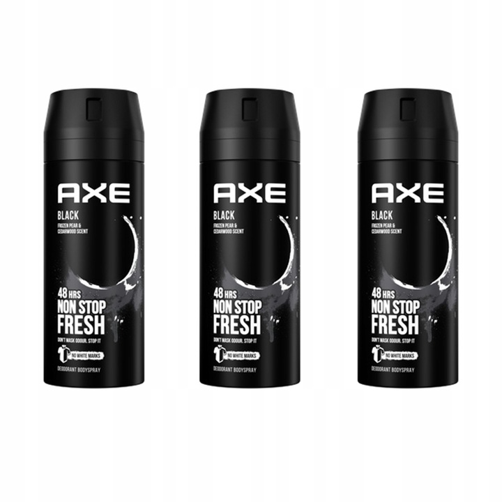 Zestaw AXE Dezodorant dla Mężczyzn Black Spray 150ml x3