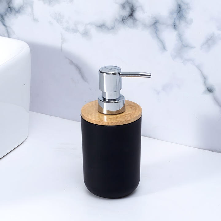 ZESTAW ŁAZIENKOWY 6 ELEMENTÓW AKCESORIA DO WC KOSZ DOZOWNIK CZARNY KOMPLET