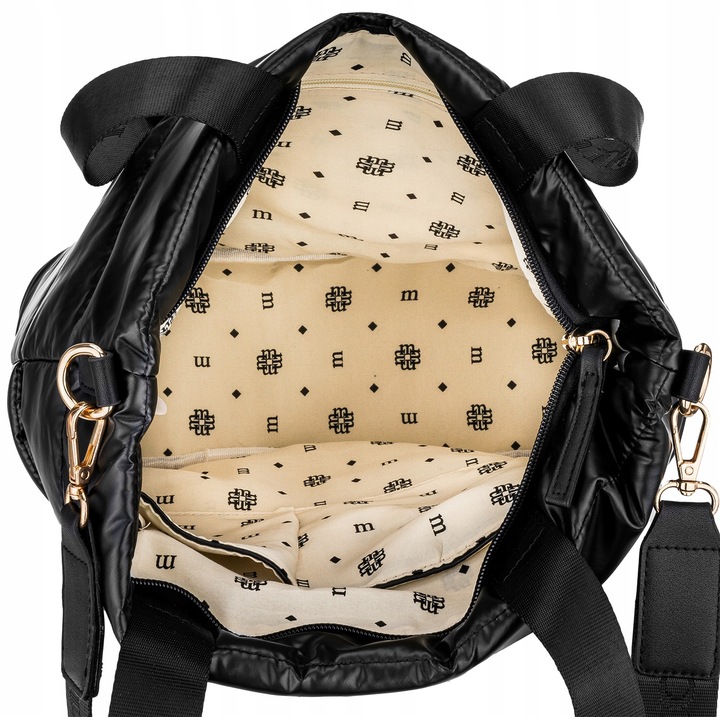 TOREBKA MONNARI Czarna SHOPPER BAG Listonoszka PIKOWANA NA RAMIĘ PASEK