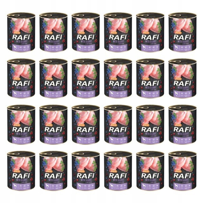 Zestaw karmy dla psa RAFI Królik 24x800 g