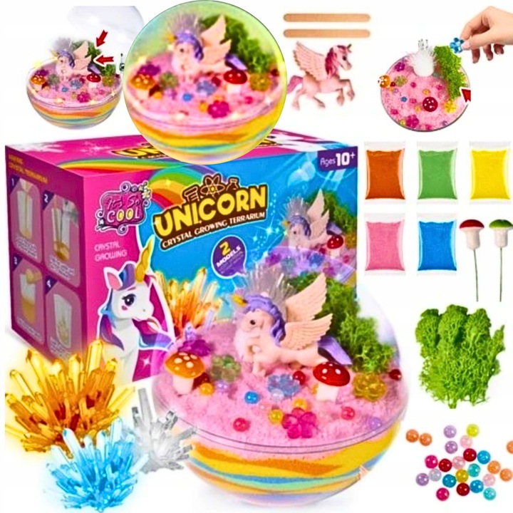 ZESTAW KREATYWNY DO TWORZENIA KRYSZTAŁ JEDNOROŻEC TERRARIUM DIY DLA DZIECI