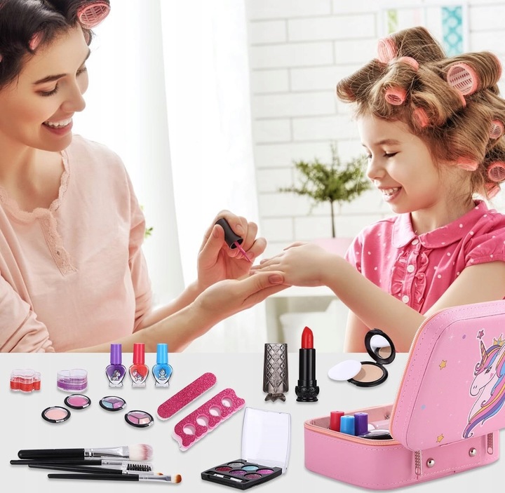 KUFEREK KOSMETYKÓW Zestaw do MAKIJAŻU I PAZNOKCI DLA DZIECI DOMOWE SPA