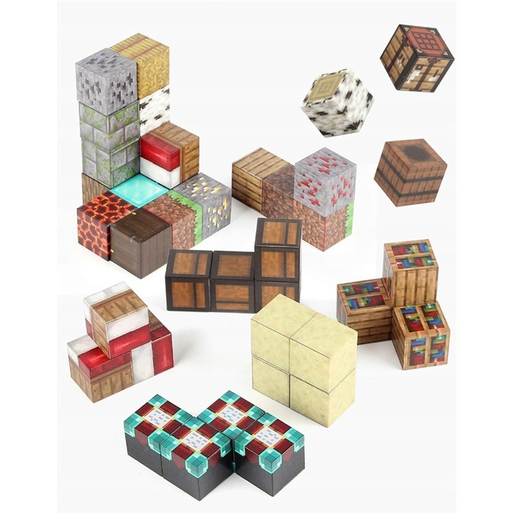 MAGNETYCZNE BLOKI MINECRAFT 200 + 10 LOSOWYCH LALEK