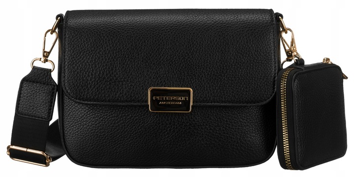 MAŁA TOREBKA DAMSKA LISTONOSZKA PETERSON MODNA MIEJSKA NA MAGNES CZARNA