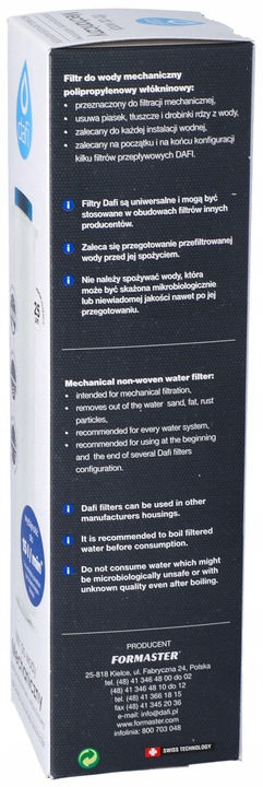 FILTR WKŁAD PRZEPŁYWOWY DAFI POLIPROPYLENOWY x4
