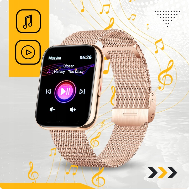 SMARTWATCH DAMSKI POLSKIE MENU ROZMOWY PULS CIŚNIENIE SPORT AMOLED 4 PASKI