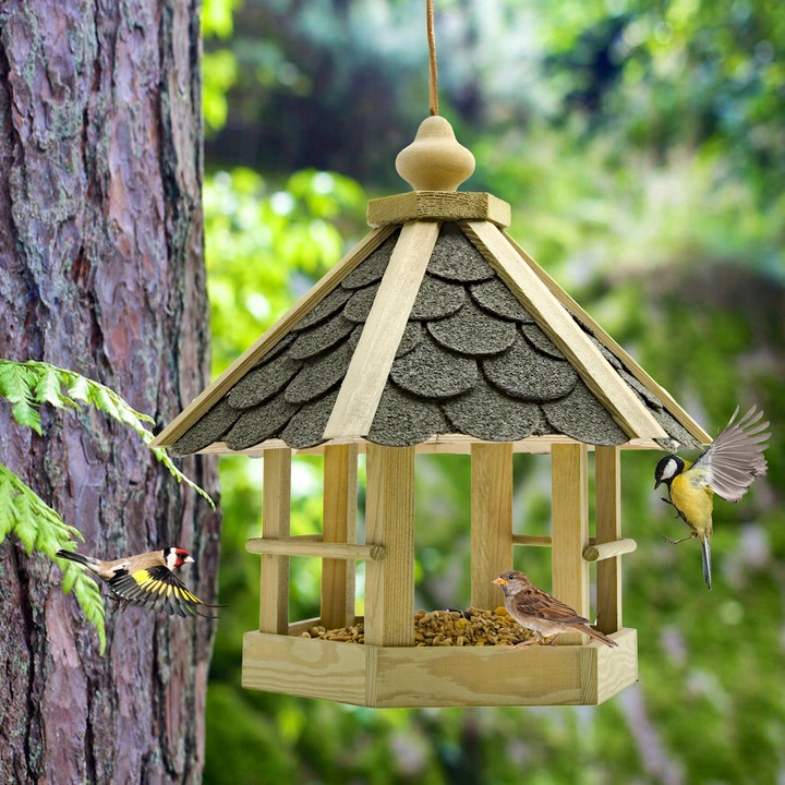 DUŻY KARMNIK DLA DZIKICH PTAKÓW SOLIDNY DOMEK BUDKA NA KARMA ZIARNO XXL