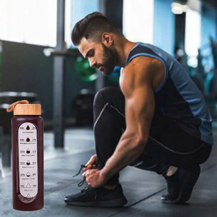 BIDON BUTELKA SZKLANA SZCZELNA NA WODĘ KUBEK POJEMNIK NA NAPÓJ SHAKER 1L