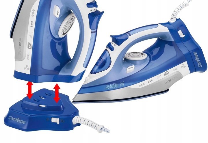 BEZPRZEWODOWE ŻELAZKO CERAMICZNE MOCNE 2400W 7 FUNKCJI CLATRONIC DB263858