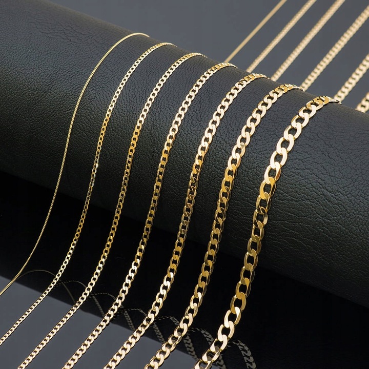 Łańcuszek złoty pr. 585 - splot pancerka gładka 45 cm na Chrzest Komunię Św