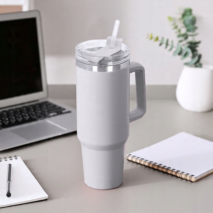 Kubek termiczny ze słomką próżniowy na kawę herbatę napoje zimne duży 1,2l