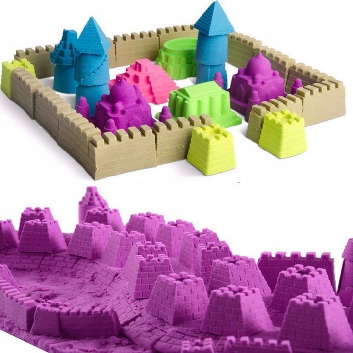 PIASEK KINETYCZNY 3kg BASEN FOREMKI ŁOPATKA PIASKOWNICA WIADERKO ZESTAW XL