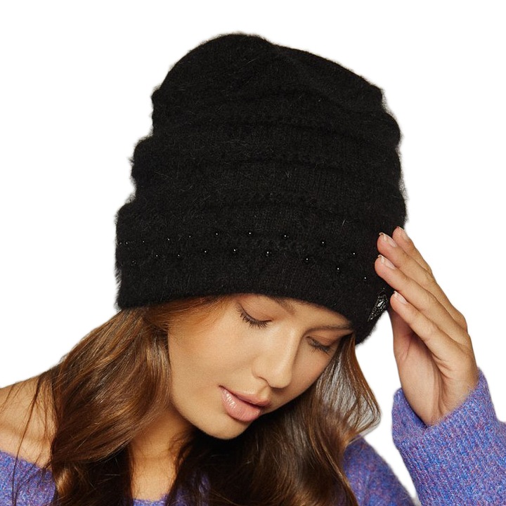 Czapka Damska Jesienna Zimowa MONNARI Elegancka Czarna beanie