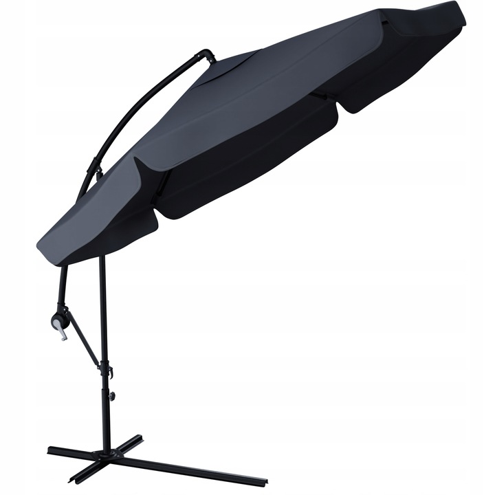 PARASOL OGRODOWY SKŁADANY NA WYSIĘGNIKU 350CM ANTRACYT +POKROWIEC GRAFITOWY