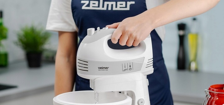 MIKSER RĘCZNY ZHM 2459S Z MISĄ 700W BIAŁY 4 KOŃCÓWKI ROBOT KUCHENNY