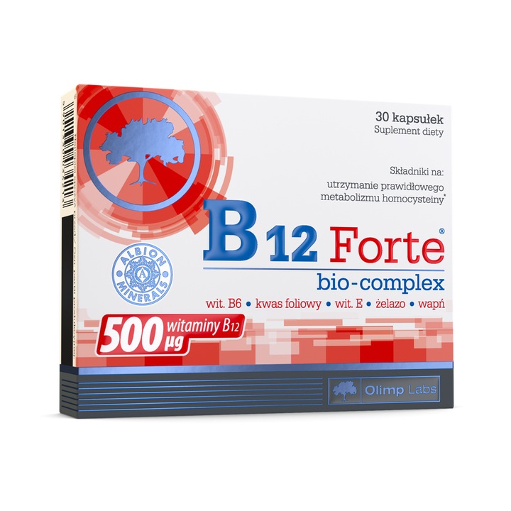 OLIMP B12 FORTE BIO-COMPLEX 3X30kaps WITAMINY MINERAŁY WAPŃ ŻELAZO