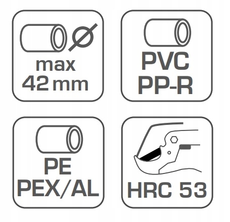 HOGERT OBCINAK NOŻYCE DO CIĘCIA RUR PP, PE, PVC, PU, PEX-AL 42mm