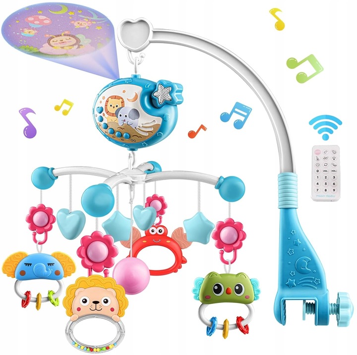 KARUZELA DO ŁÓŻECZKA PROJEKTOR GWIAZD Z PILOTEM DLA DZIECI NIEMOWLĄT TIMER