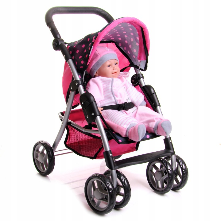 WÓZEK DLA LALEK spacerowy duża spacerówka TORBA PRZEWIJAK regulowana rączka
