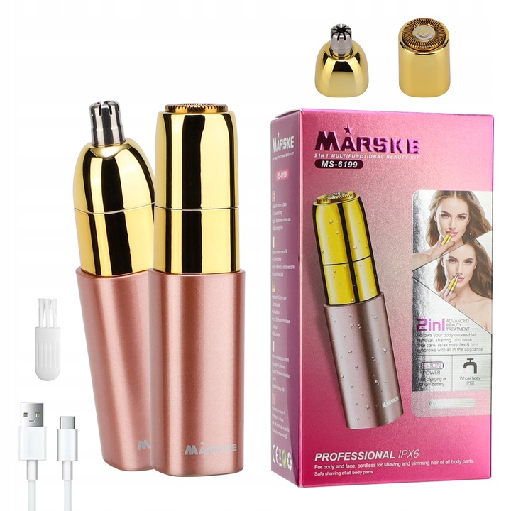 Depilator Trymer Do Brwi Twarzy Ciała Dla Kobiet + Kabel USB 2 W 1