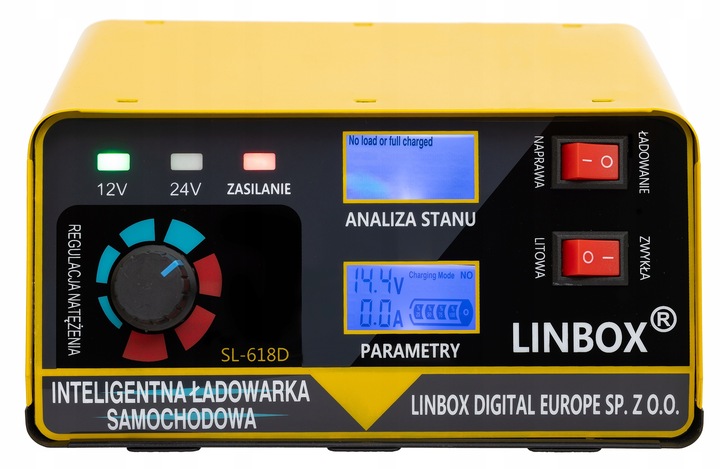 PROSTOWNIK SAMOCHODOWY DO AKUMULATORÓW 24V 12V 20A POLSKIE MENU